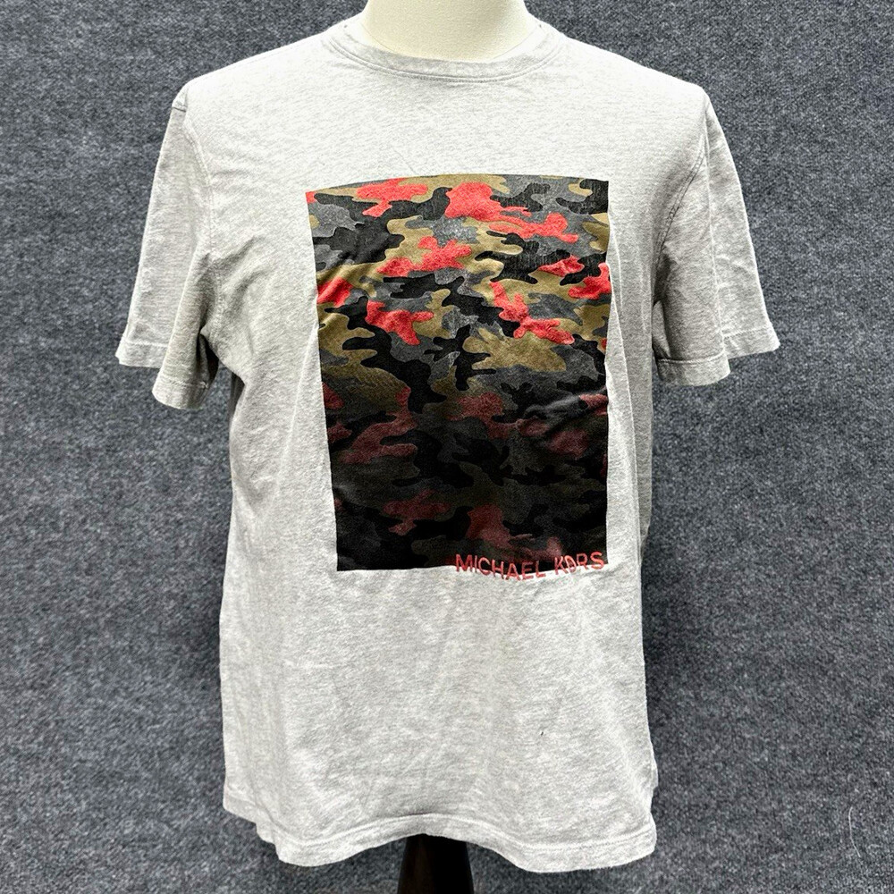 Michael Kors Men’s L/XL Gray Camo Graphic T-Shirt Short Sleeve Cotton